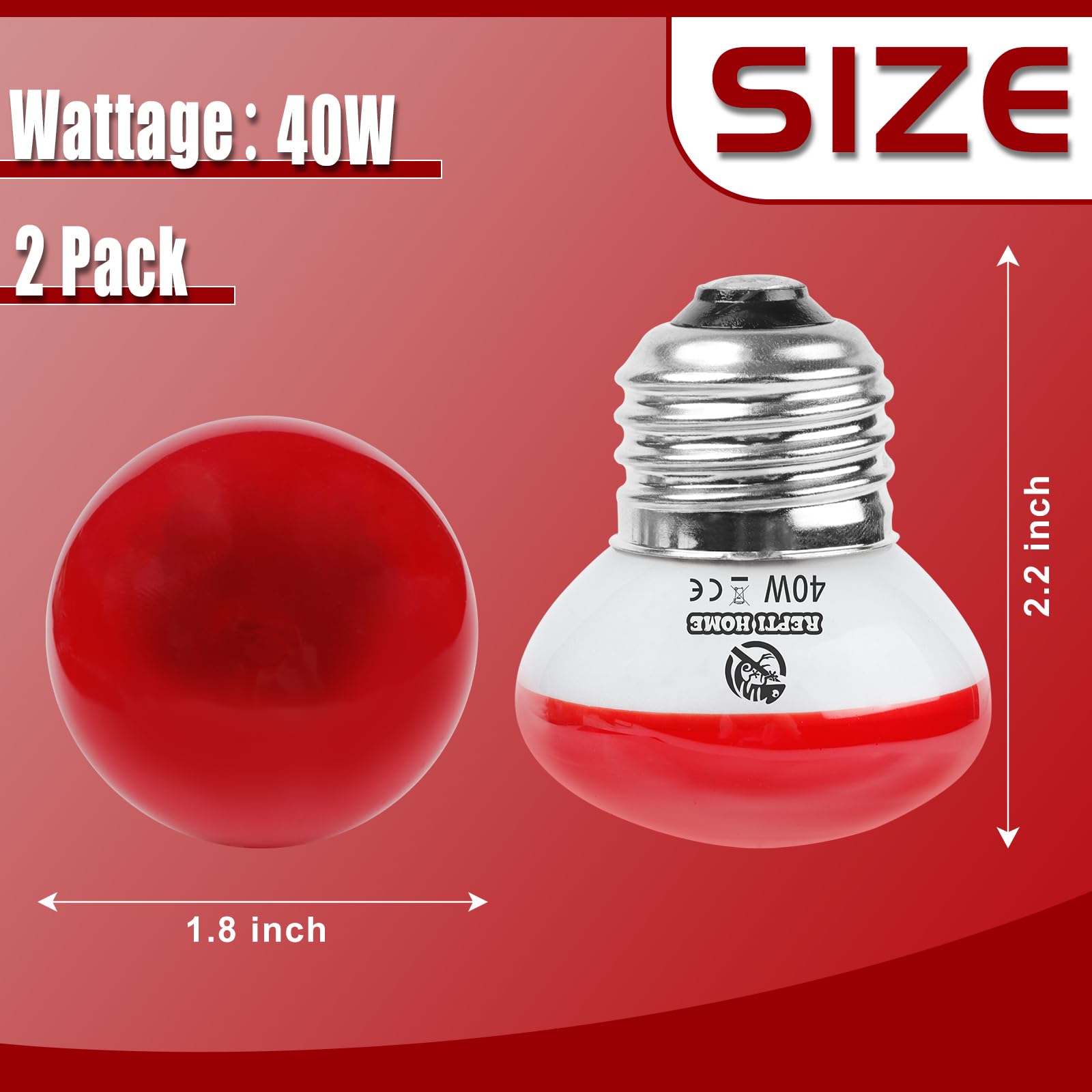 REPTI HOME infrared heat lamp 2-pack side view shows compact enclosure-friendly design.