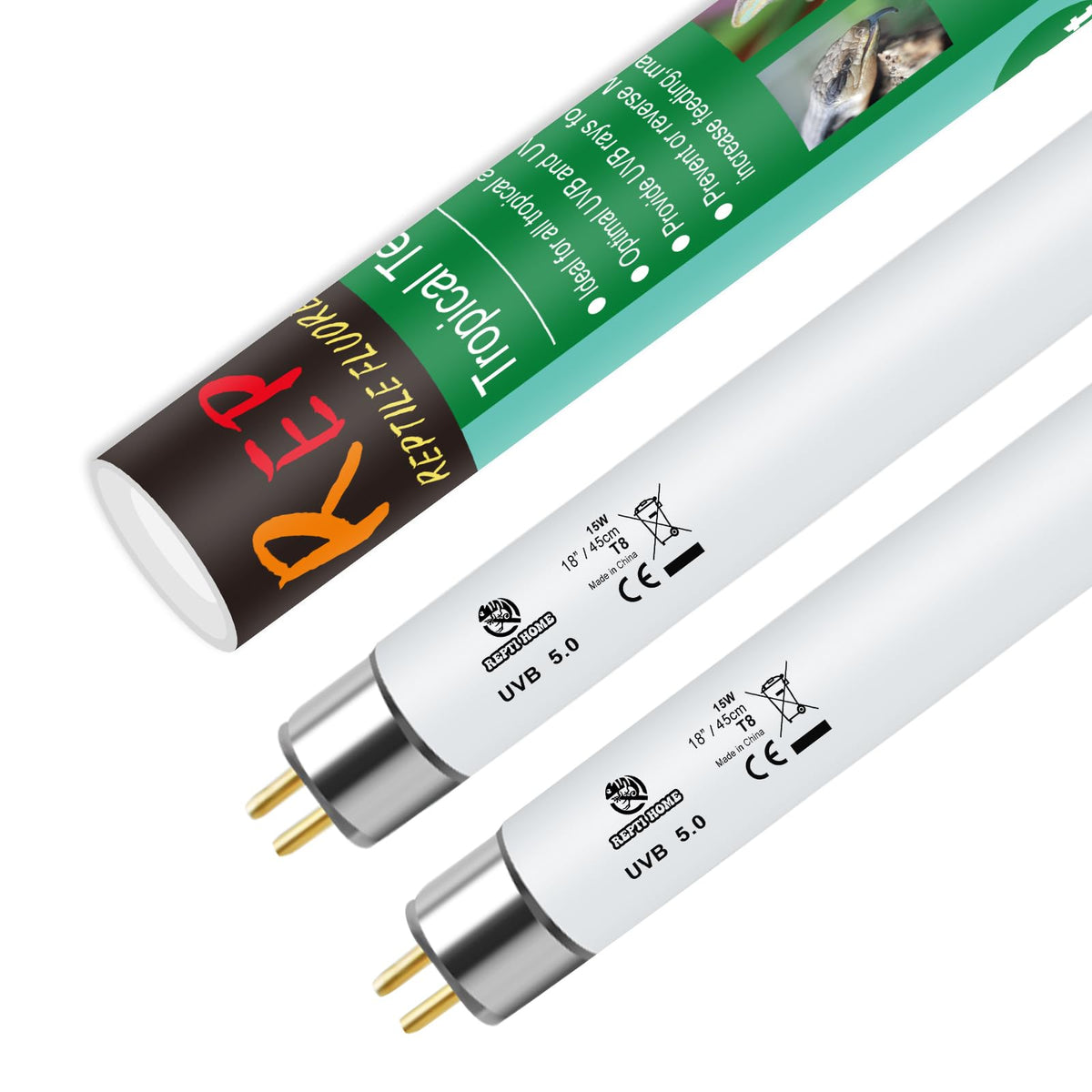 REPTI HOME T8 UVB light for bearded dragon setup provides simulated sunlight.