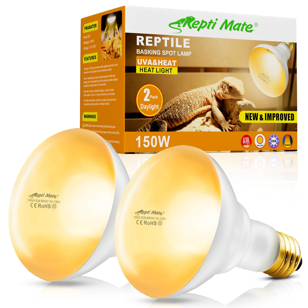 REPTI MATE 150W heat lamp bulb front view for reliable reptile warmth.