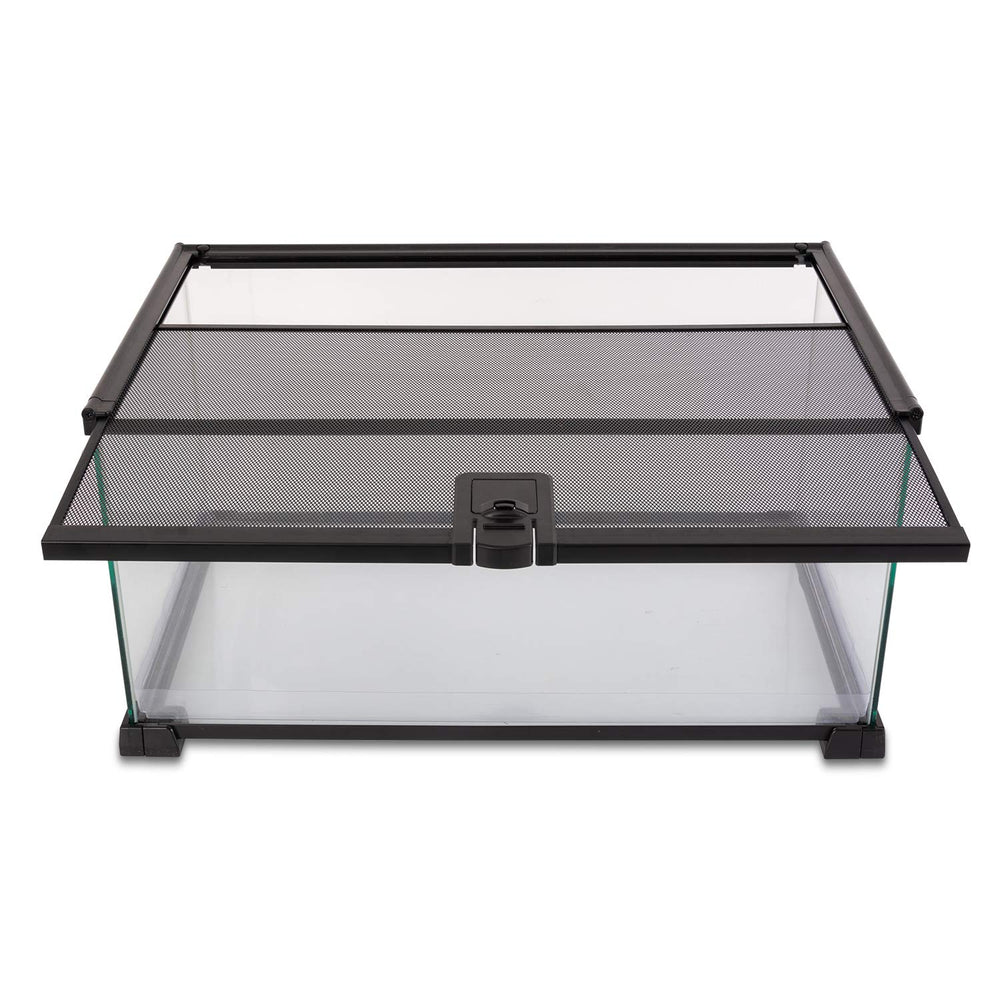 REPTI ZOO 10-gallon terrarium front view with sliding top for easy access