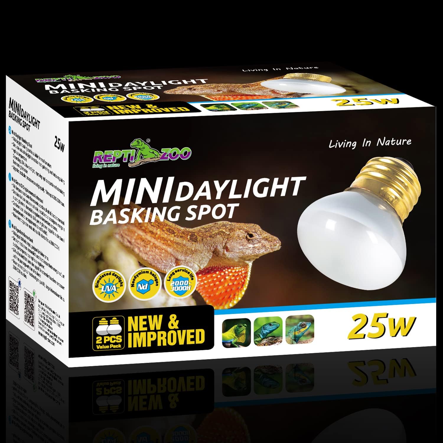 REPTI ZOO 2-pack daylight lamps illuminate enclosures efficiently for daytime warmth.