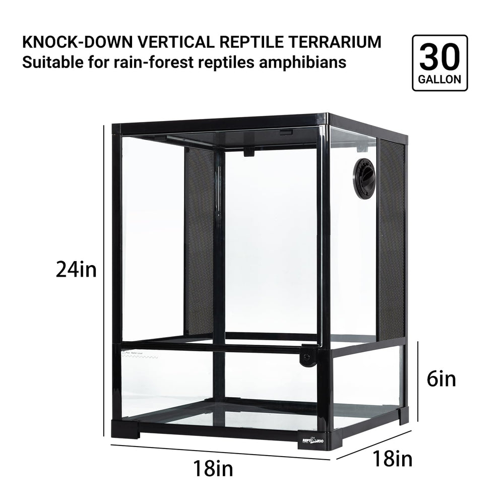 REPTI ZOO 30-gallon terrarium top screen ventilation supports UVB access and airflow.