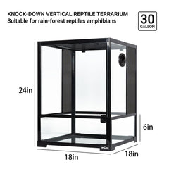 REPTI ZOO 30-gallon terrarium top screen ventilation supports UVB access and airflow.