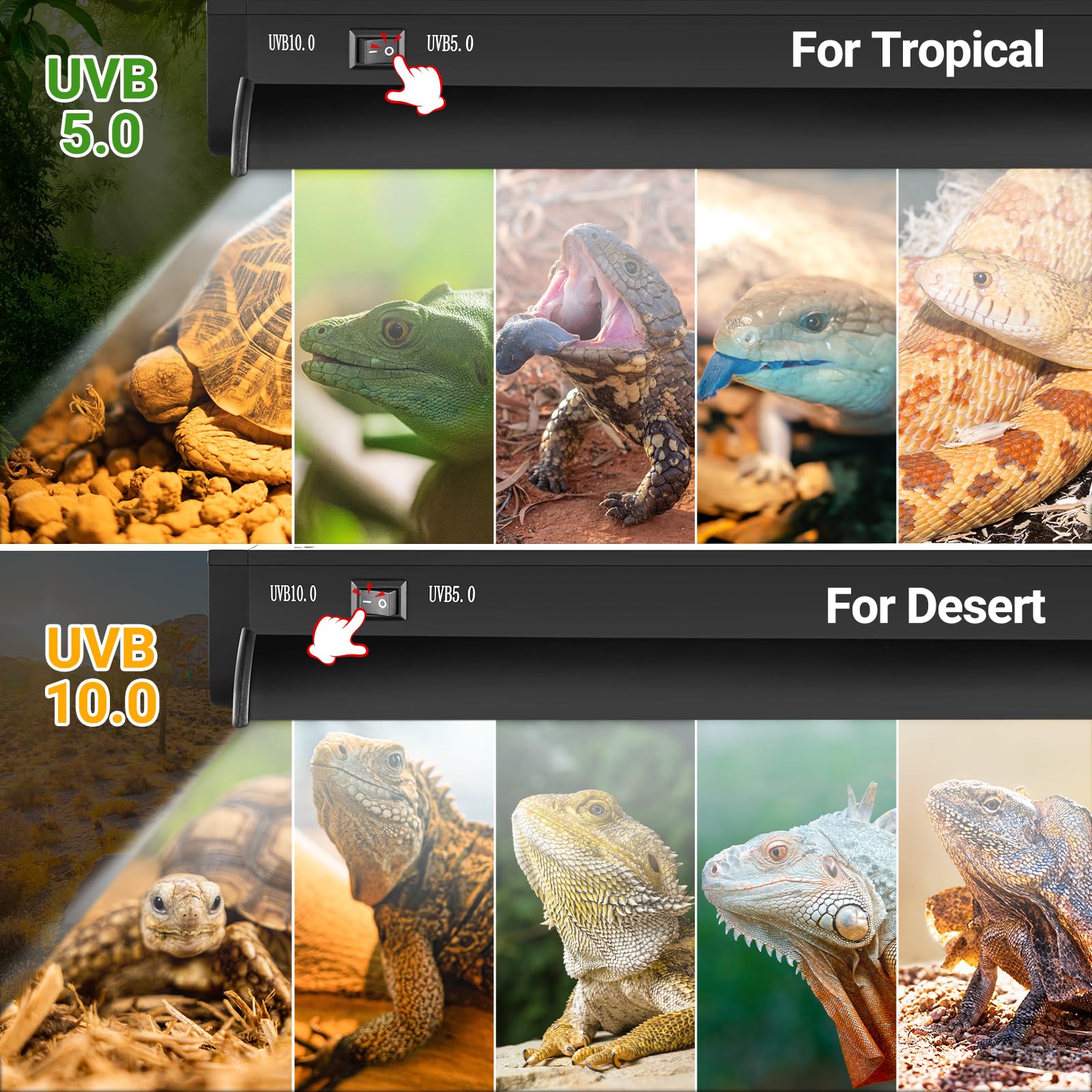 REPTI ZOO 34-inch terrarium hood UVB provides full enclosure illumination for larger habitats