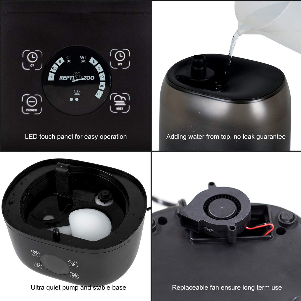 REPTI ZOO 4L fogger digital touch screen highlights precise control