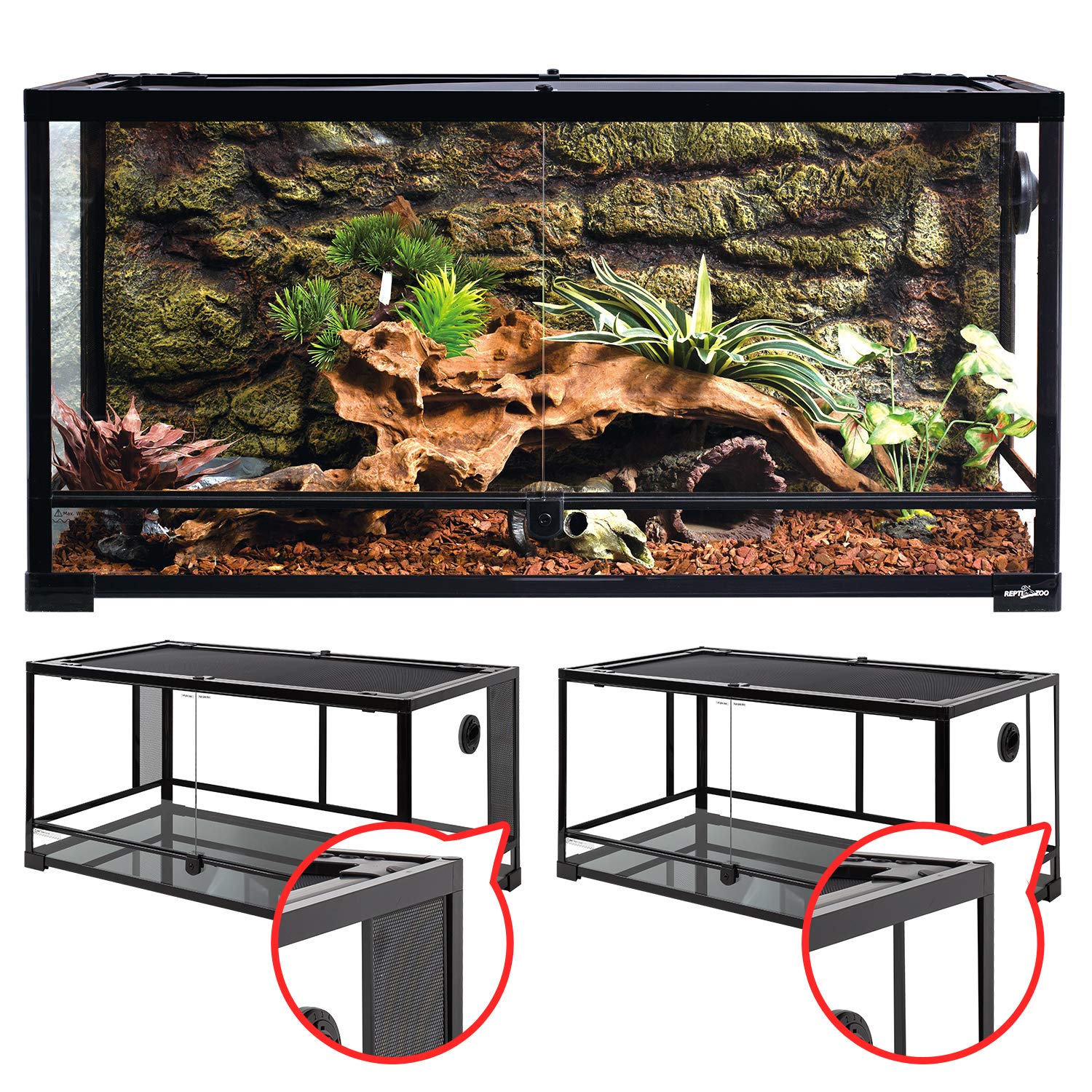 REPTI ZOO 50 gallon terrarium front view for spacious reptile habitat