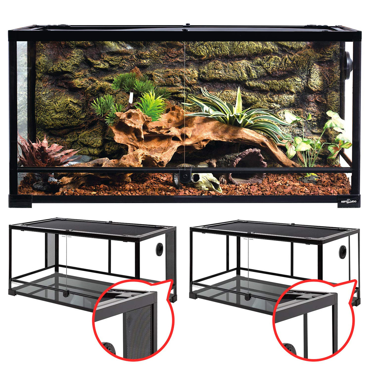 REPTI ZOO 50 gallon terrarium front view for spacious reptile habitat