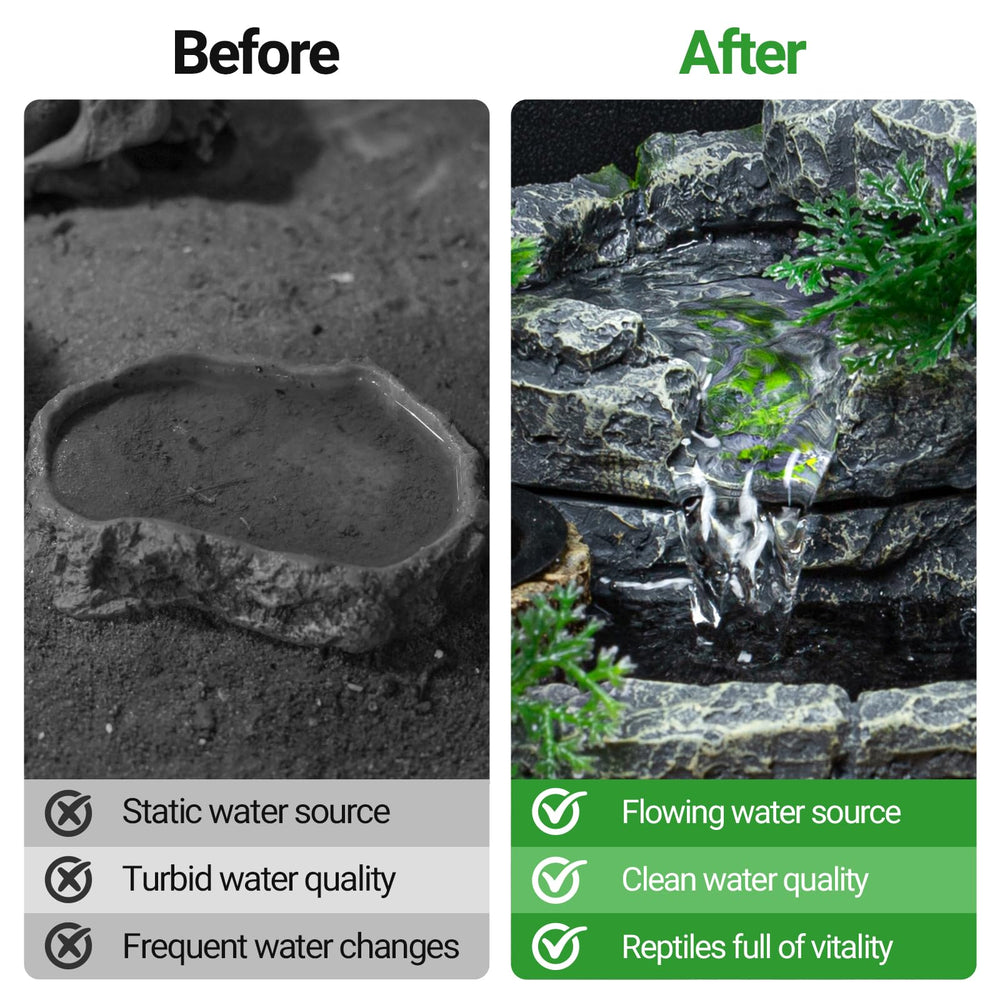 REPTI ZOO 550ml capacity image illustrates ample water for multiple reptiles