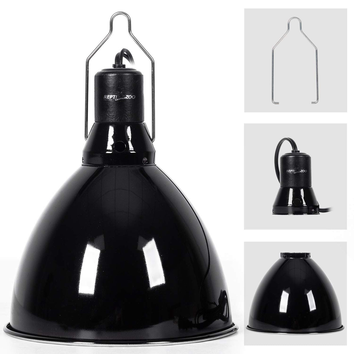 REPTI ZOO 8.5-inch dome fixture provides efficient enclosure lighting for reptiles.