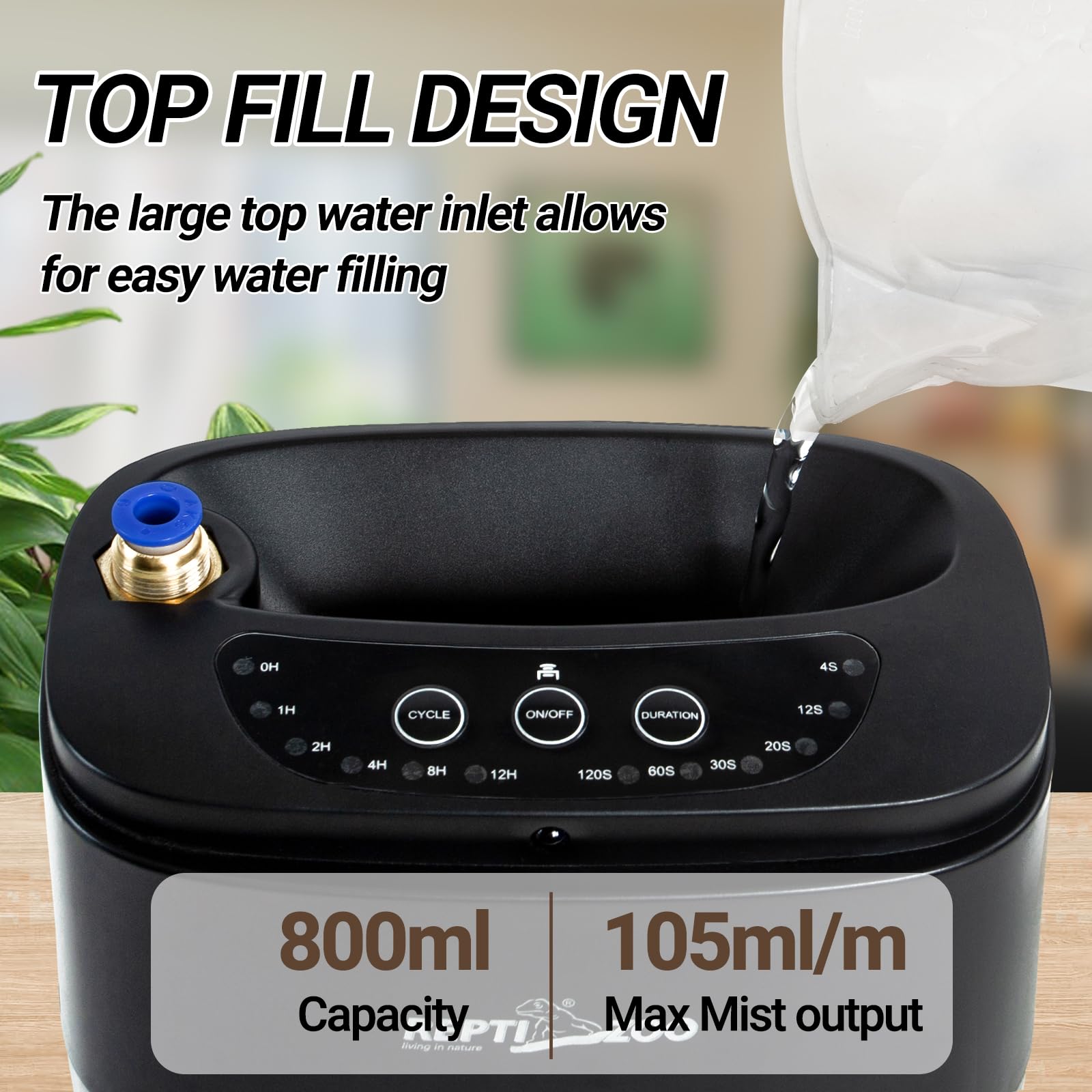 REPTI ZOO 800ml mister nozzle 360-degree directs mist for targeted coverage