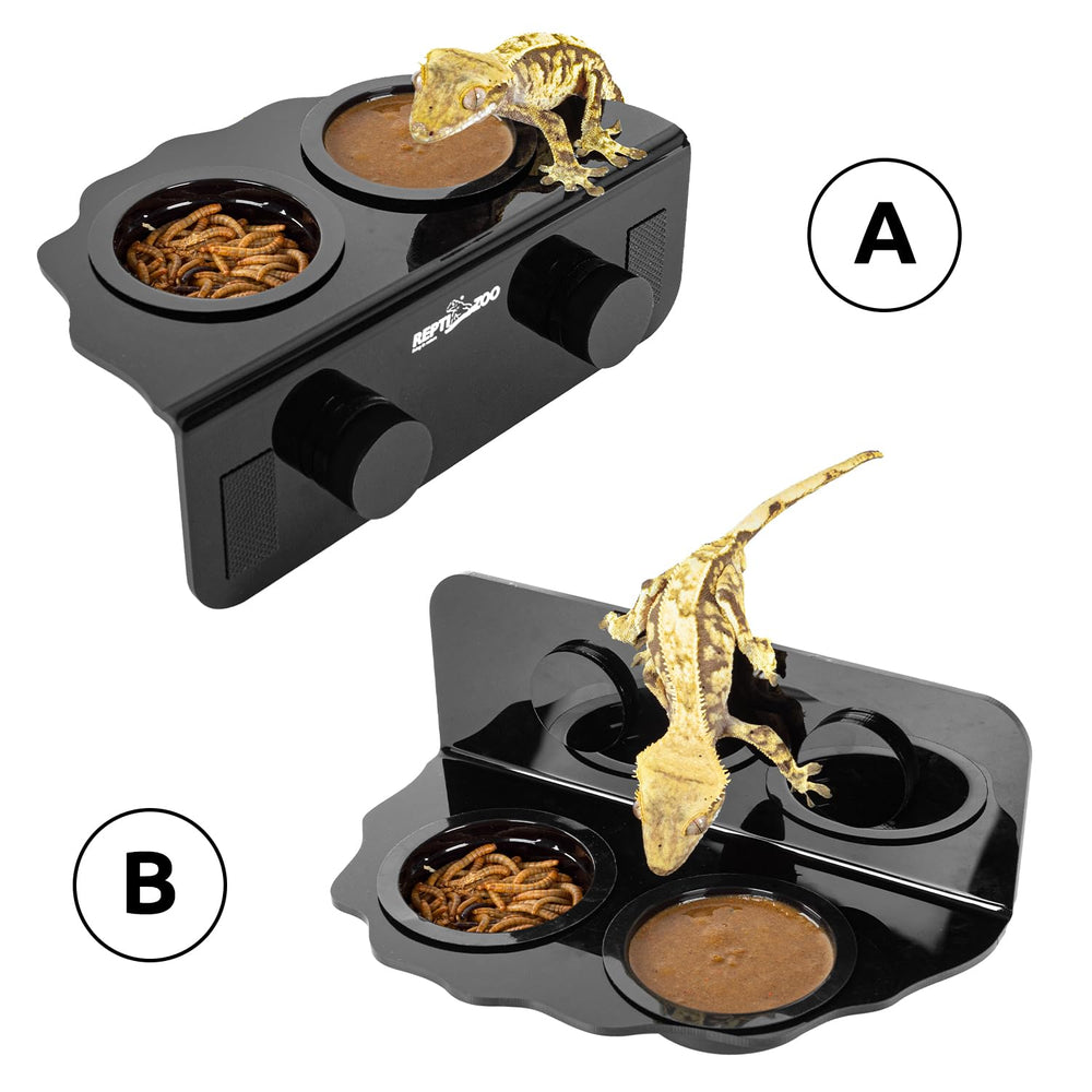 REPTI ZOO acrylic material ledge offers clear durability and pet-safe feeding surface.