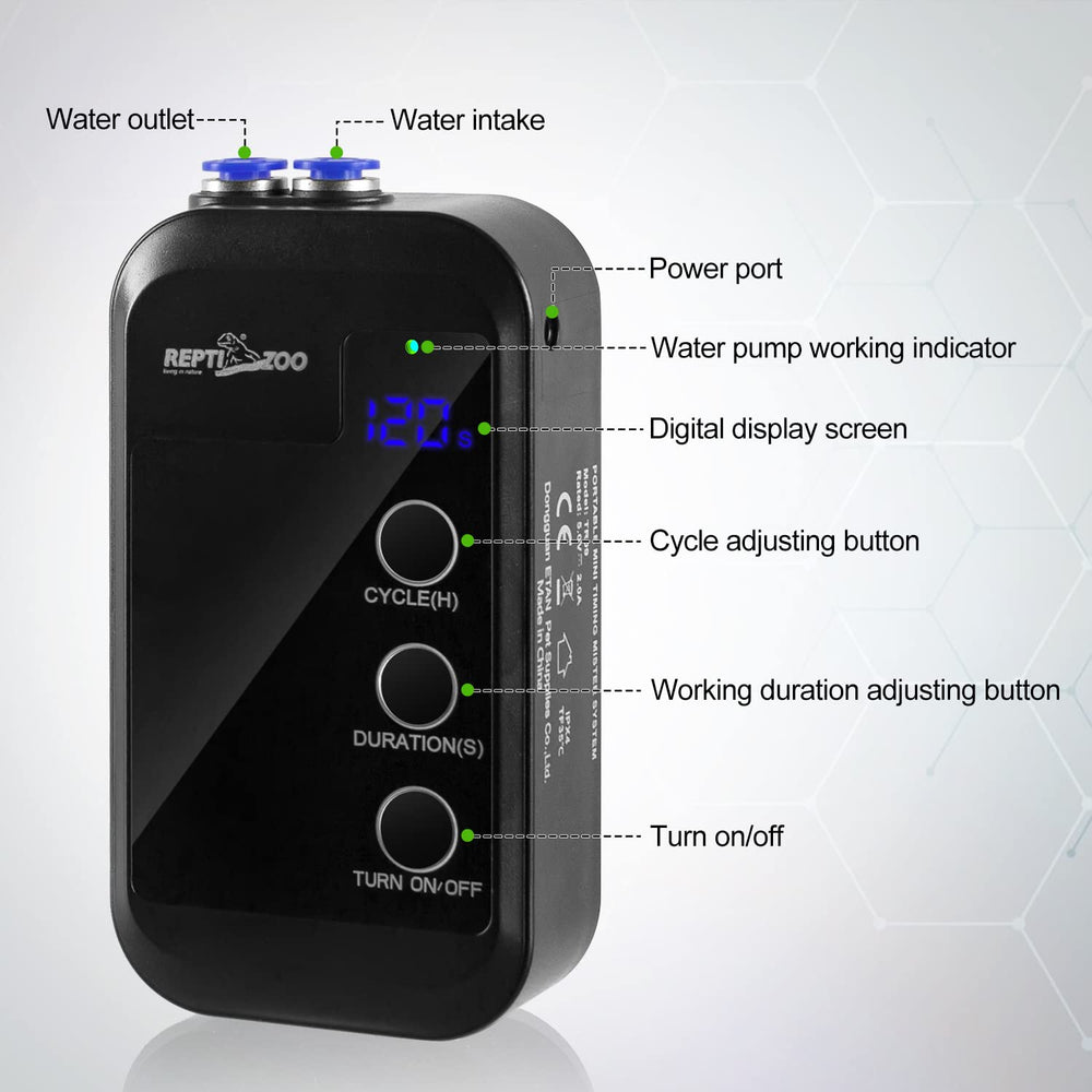 REPTI ZOO bucket water supply image highlights easy refill without a fixed tank.