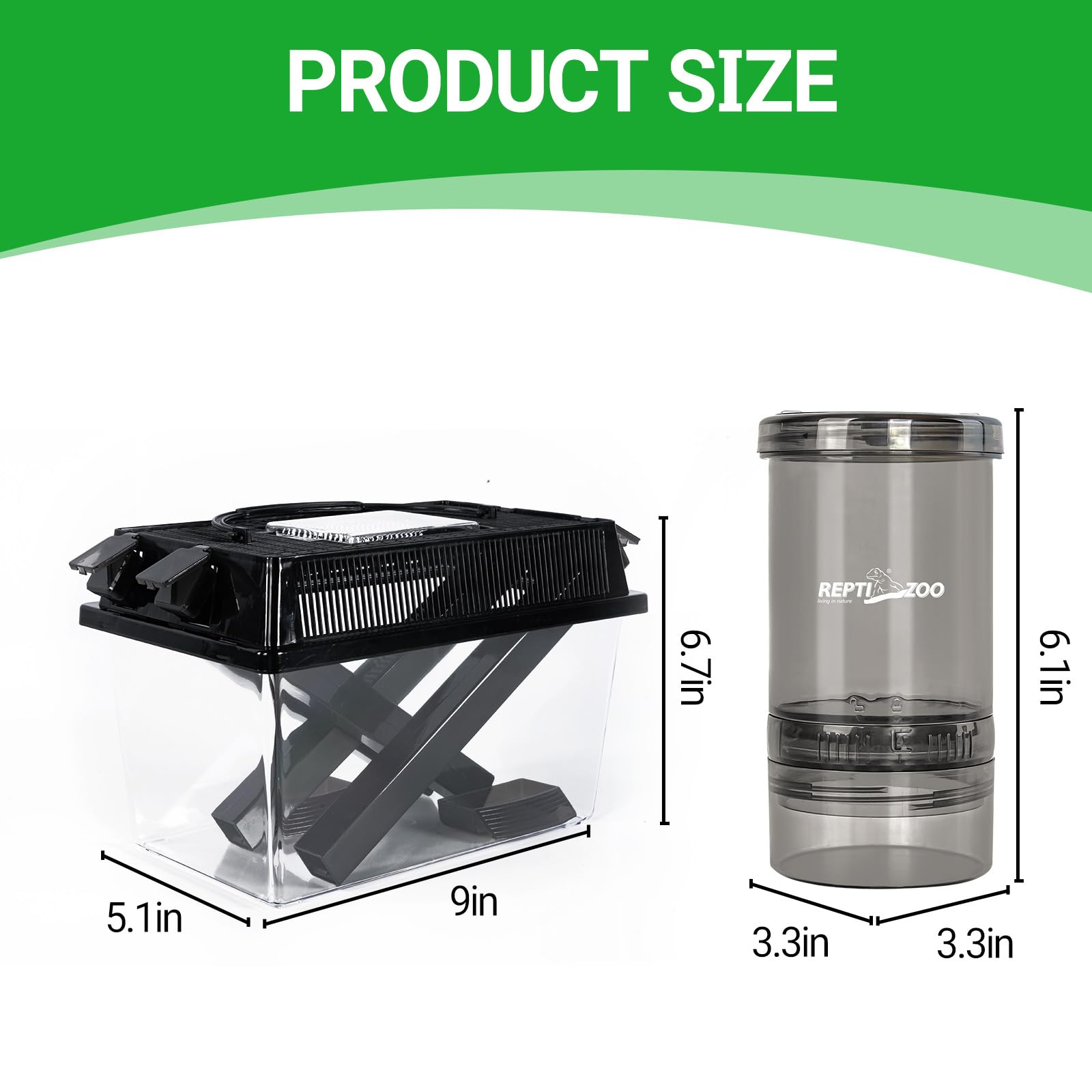 REPTI ZOO calcium powder mixer top view highlights adjustable outlet for precise dosing