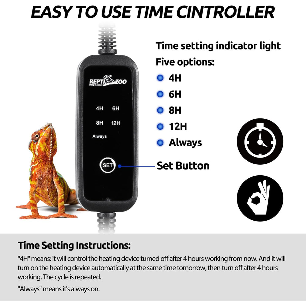 REPTI ZOO dimming thermostat action reduces temperature swings.