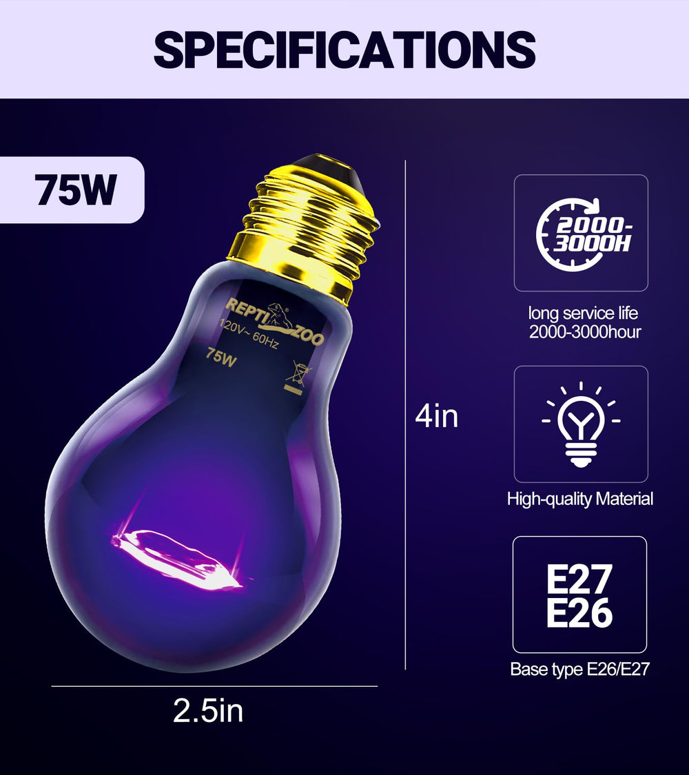 REPTI ZOO E26/E27 compatible night heater for easy fixture integration