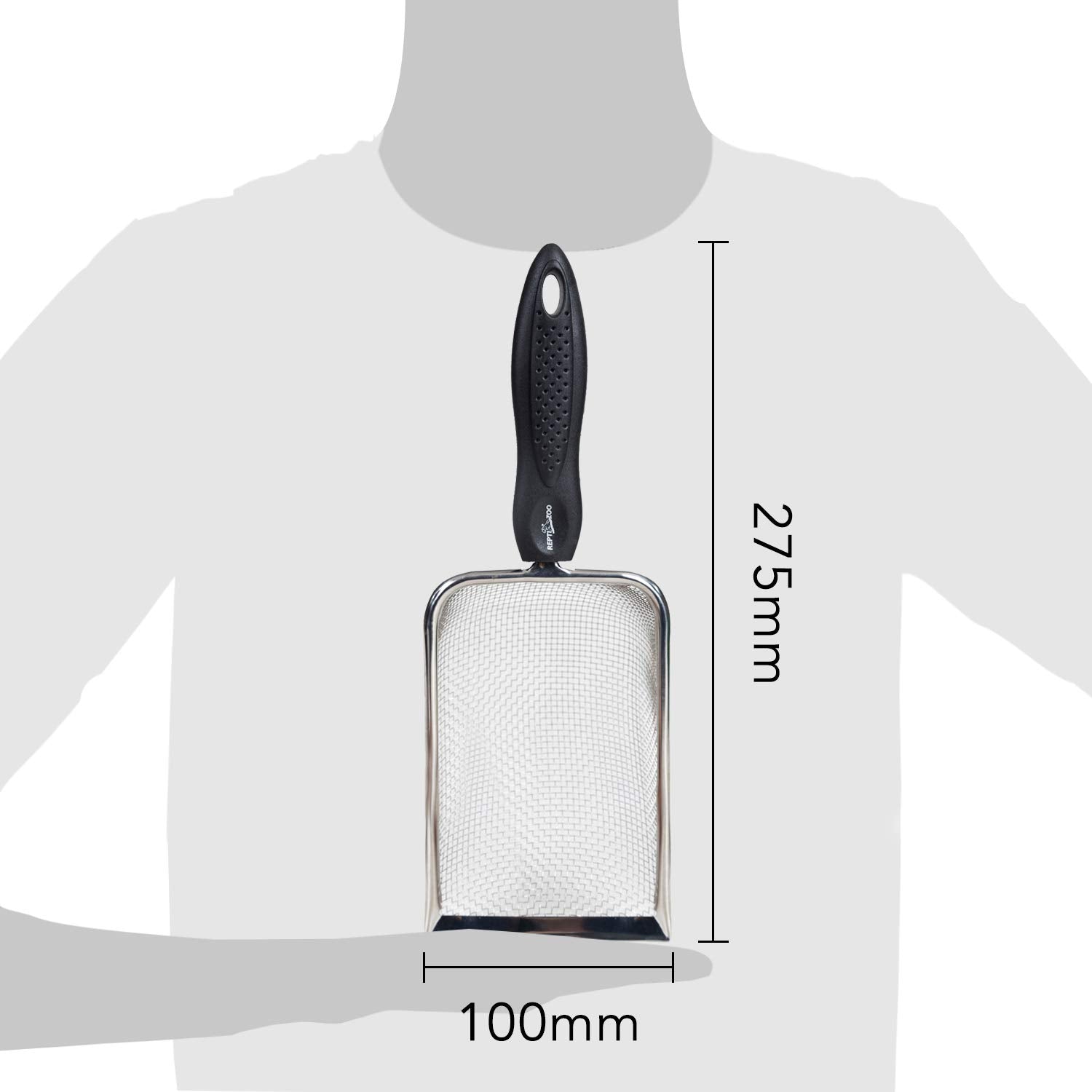 REPTI ZOO ergonomic handle close-up emphasizes comfortable grip during cleaning.