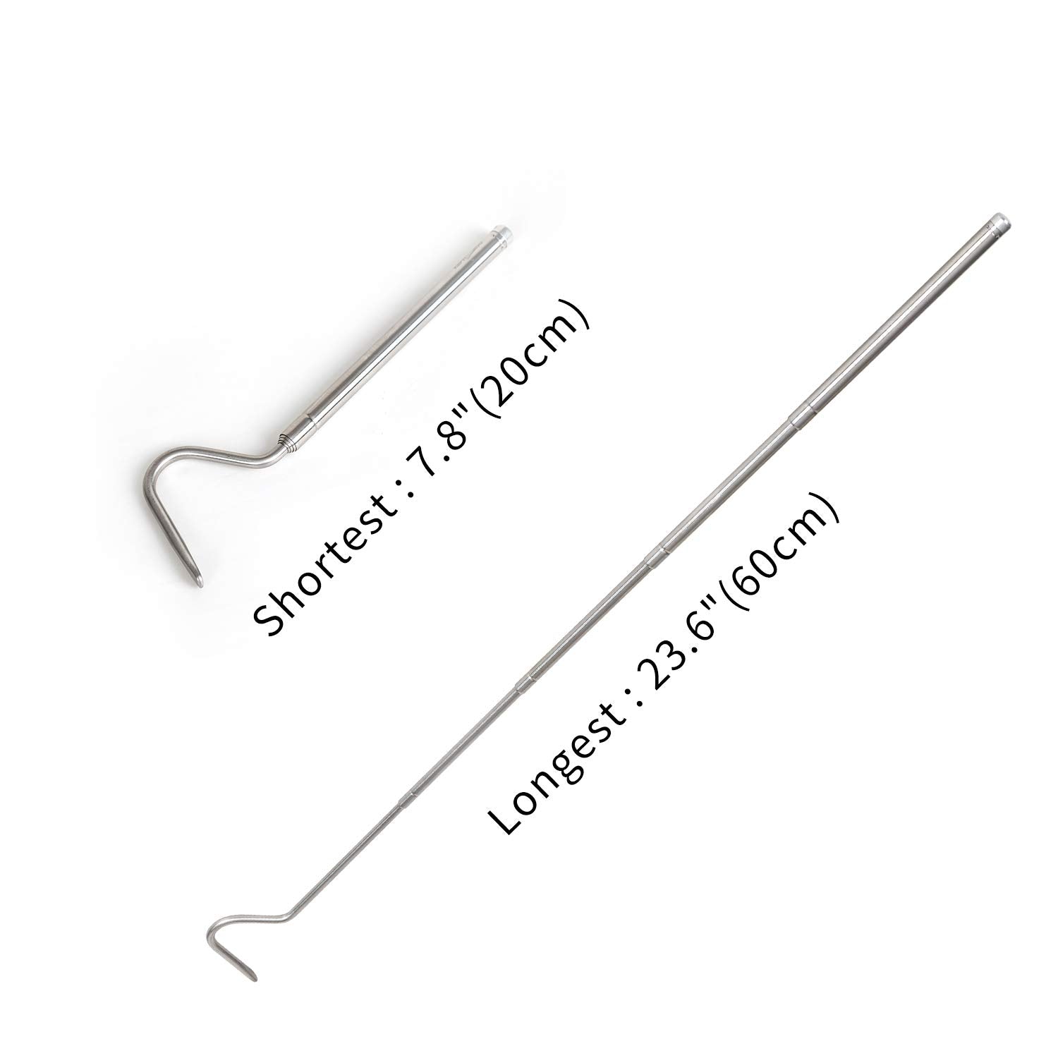 REPTI ZOO extendable snake hook reaches 23.6 inches for safe-distance handling.