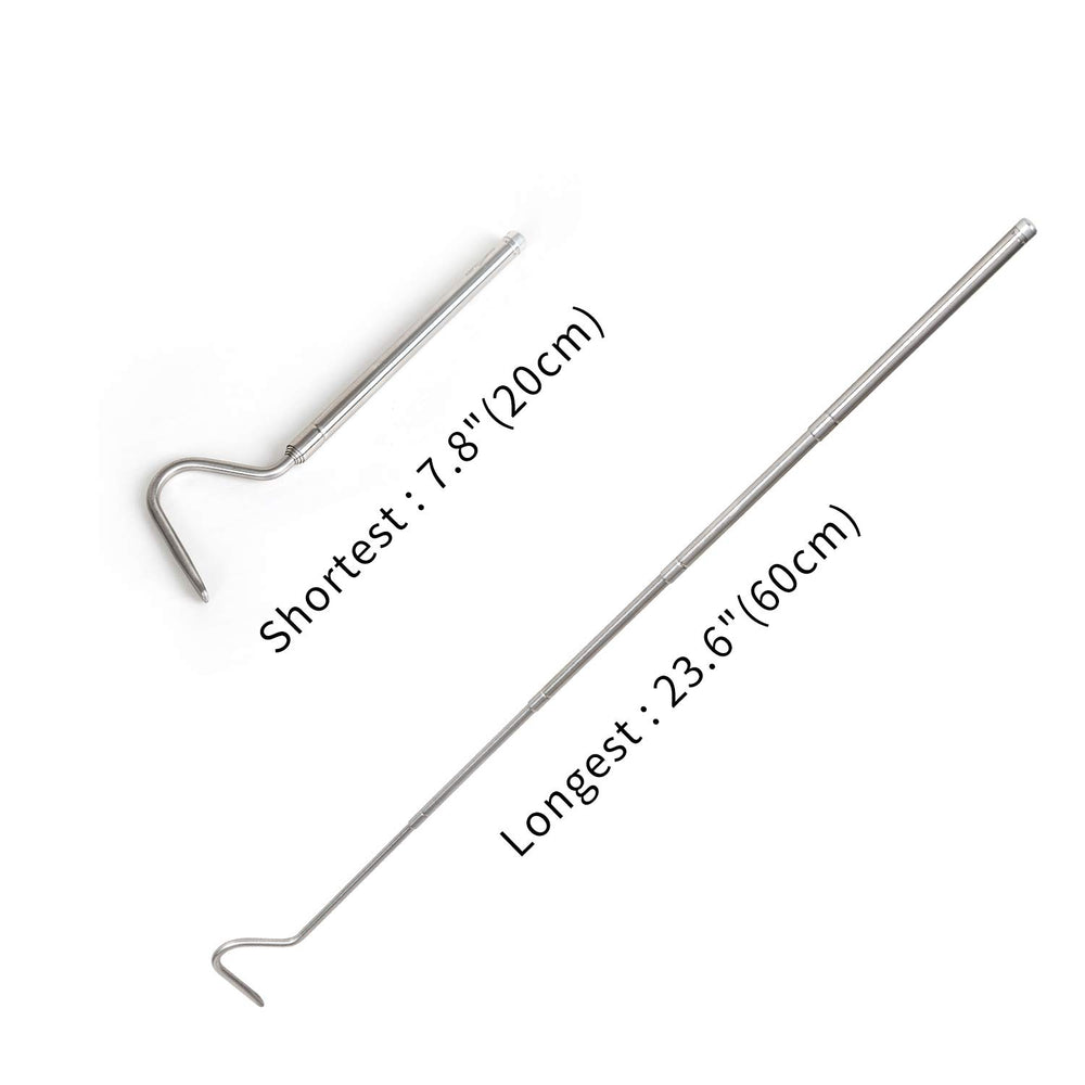 REPTI ZOO extendable snake hook reaches 23.6 inches for safe-distance handling.