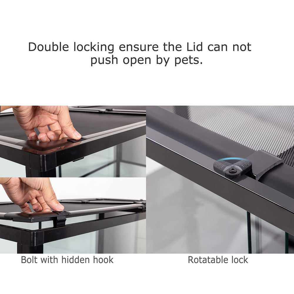 REPTI ZOO full glass 35 gallon tank front opening doors enabling simple feeding.