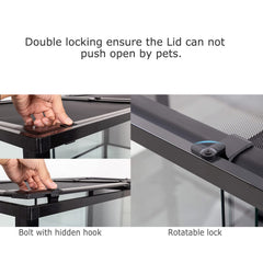 REPTI ZOO full glass 35 gallon tank front opening doors enabling simple feeding.