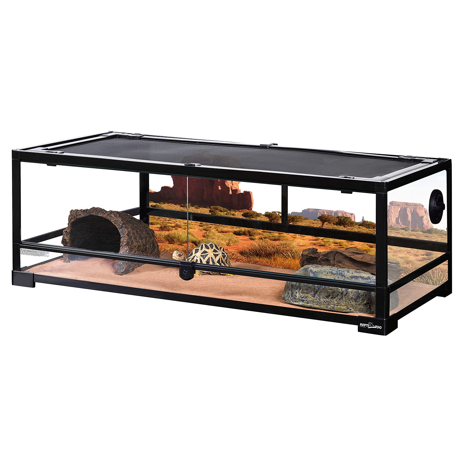 REPTI ZOO full glass 35 gallon tank front view for easy pet observation.