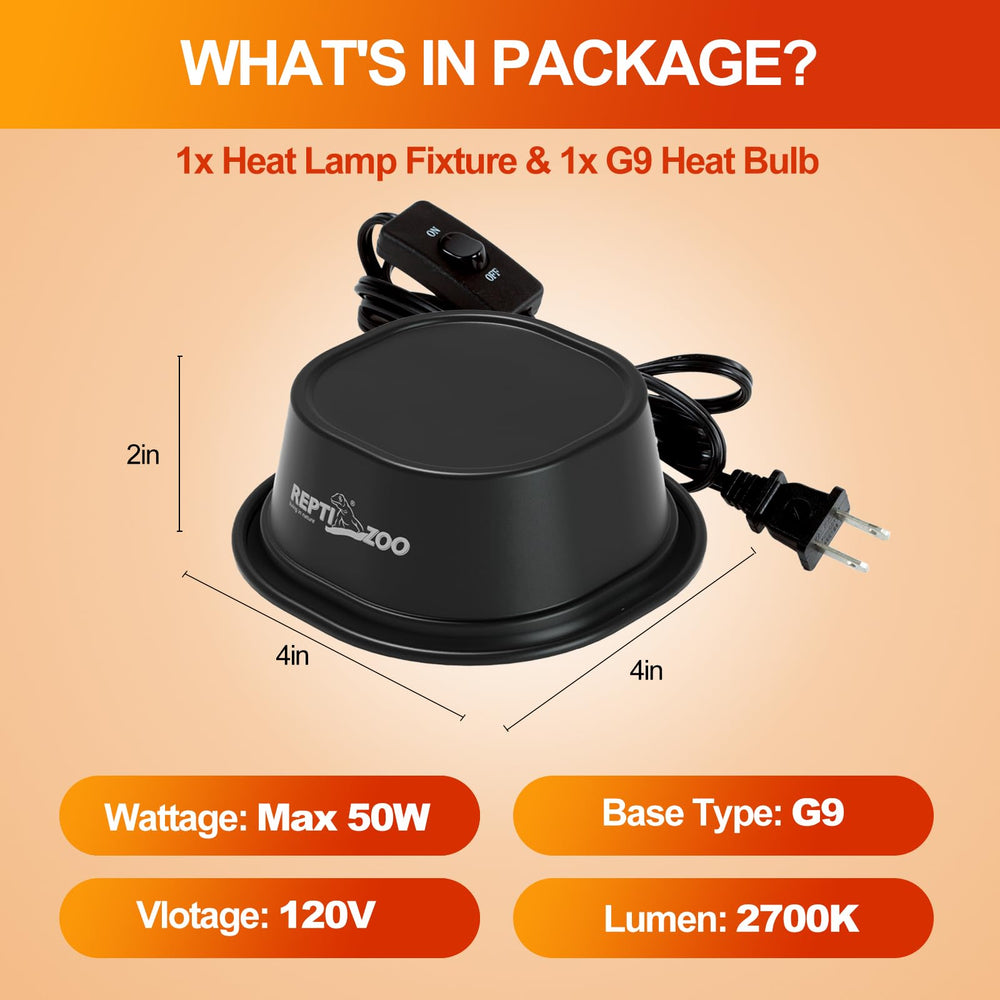REPTI ZOO G9 dome lamp on desk demonstrates space-saving heat for compact terrariums.