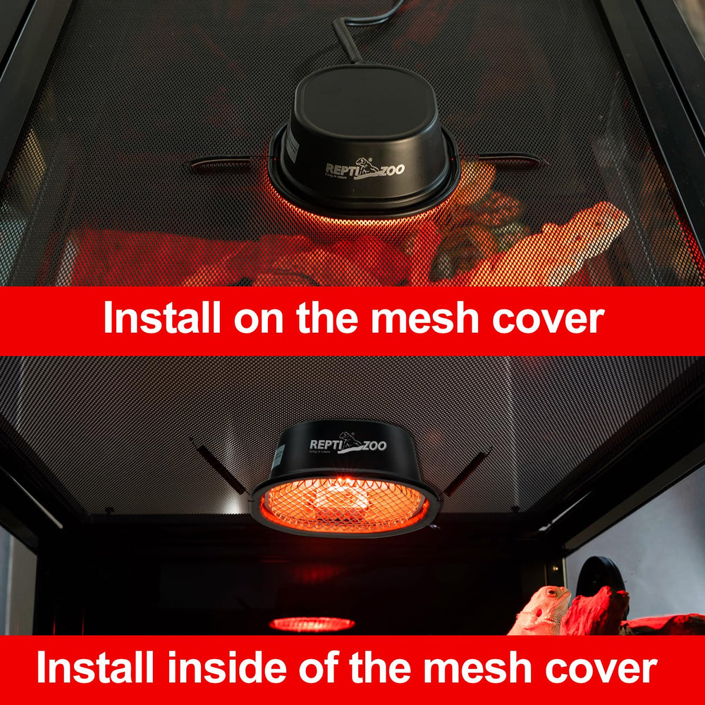 REPTI ZOO G9 low-profile hood installation over terrarium for space-saving heat