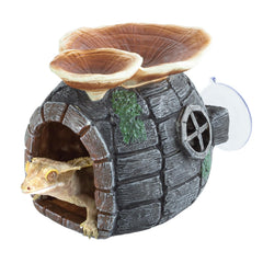 REPTI ZOO Ganoderma lucidum reptile hide with suction cups provides a secure terrarium retreat.