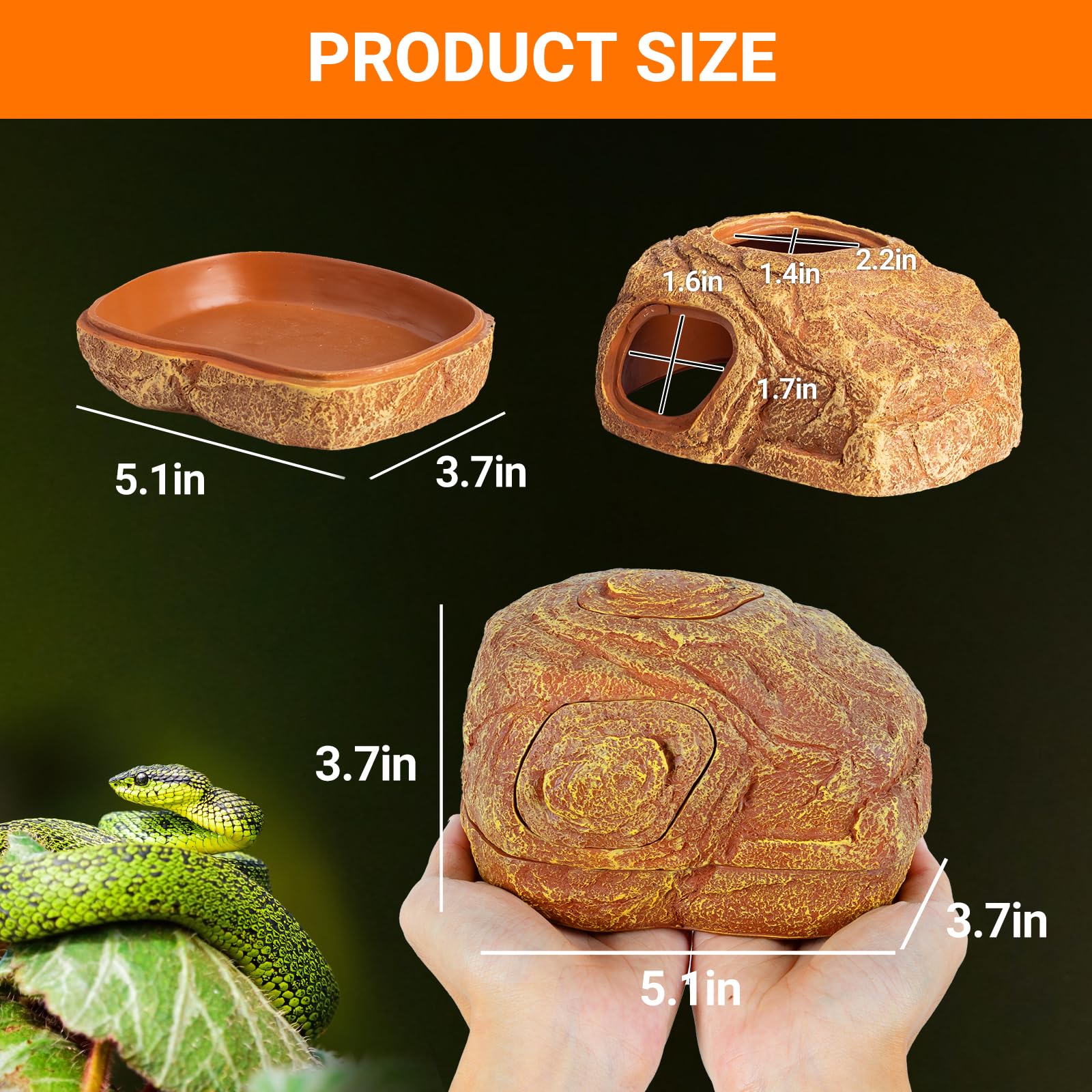 REPTI ZOO Gecko Hide Cave side entrance enables easy access and observation