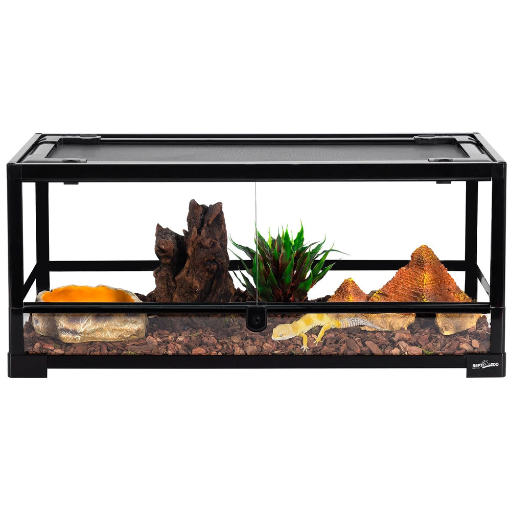 REPTI ZOO glass reptile terrarium 20-gallon front view for clear viewing and secure enclosure