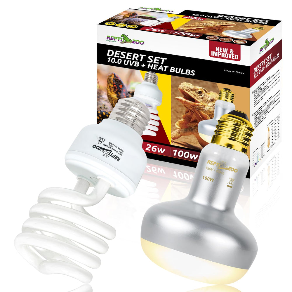 REPTI ZOO 100W basking heat lamp provides welcoming warmth for reptiles.