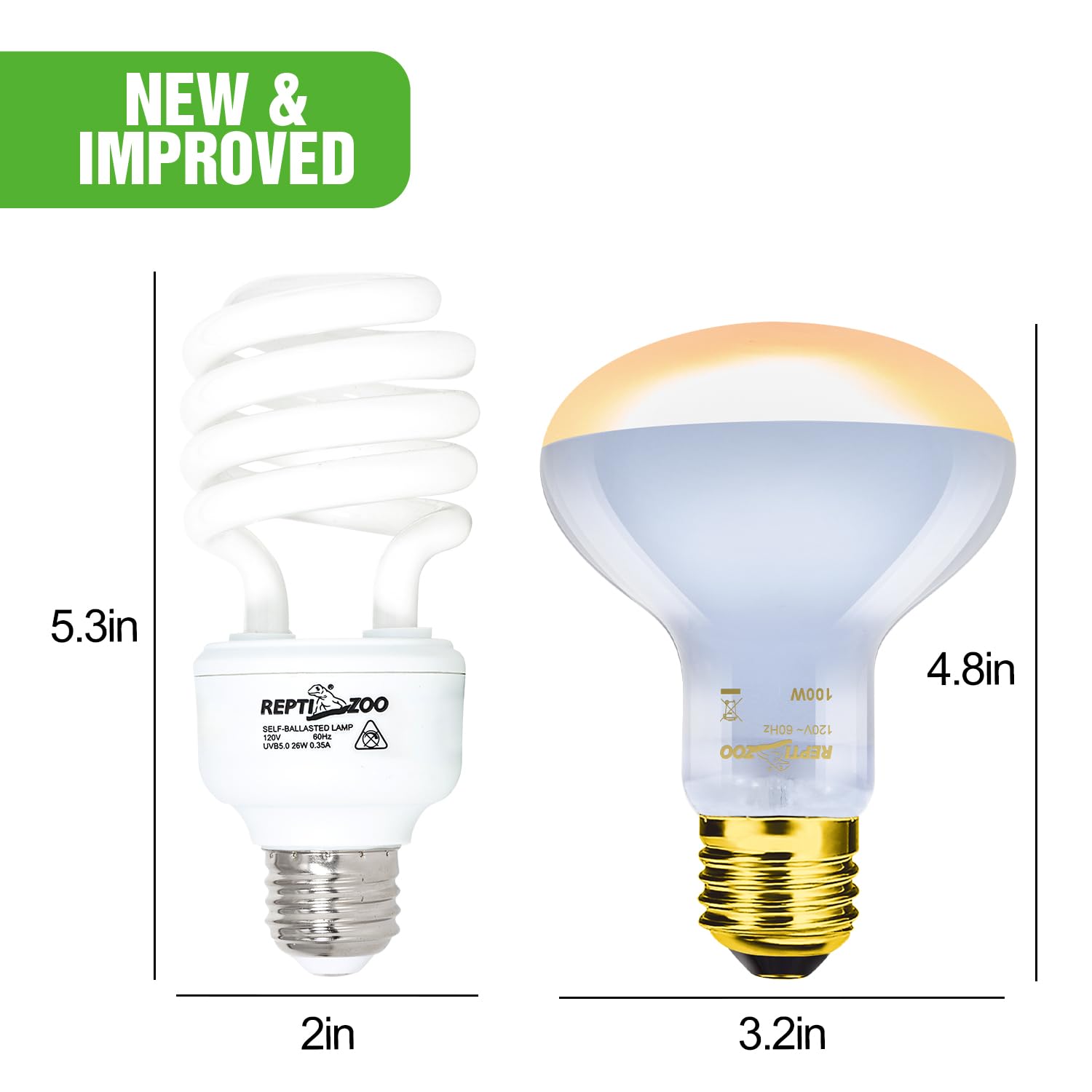 REPTI ZOO durable 2000–3000 hour lifespan heat lamp reduces replacement frequency.