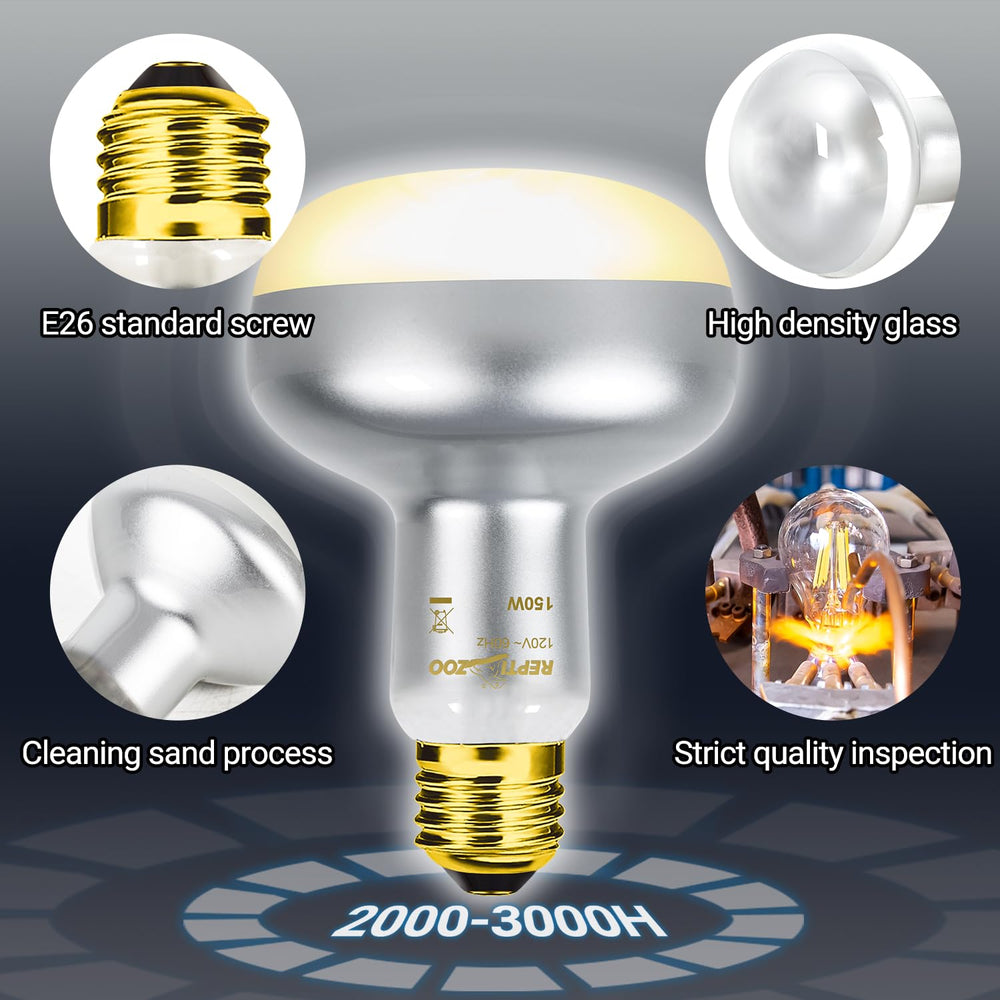 REPTI ZOO heat lamp flat-bottom beam emphasizes heat concentration for a focused basking area.