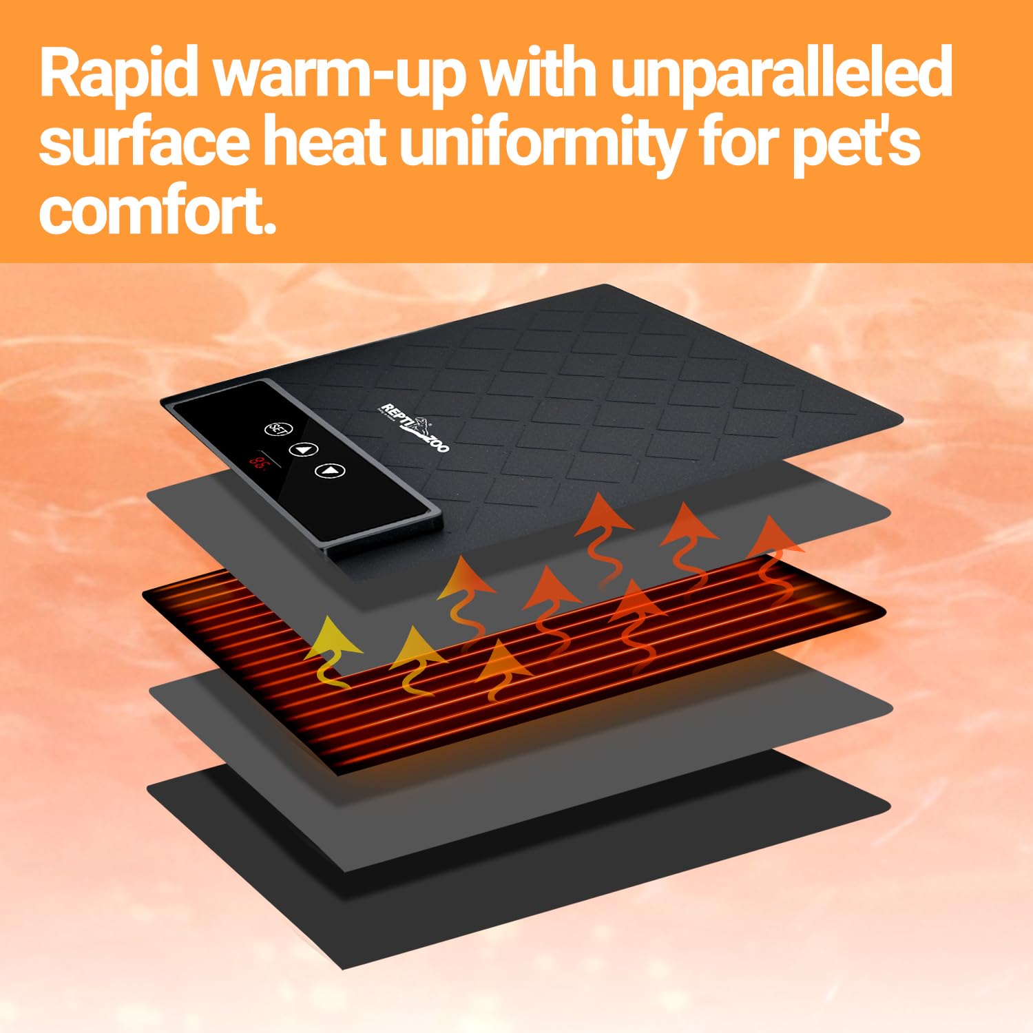 REPTI ZOO heat pad in habitat setup supporting healthy behavior.
