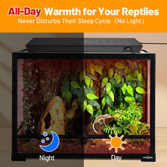 REPTI ZOO heat panel's built-in fan distributes heat evenly across the enclosure.
