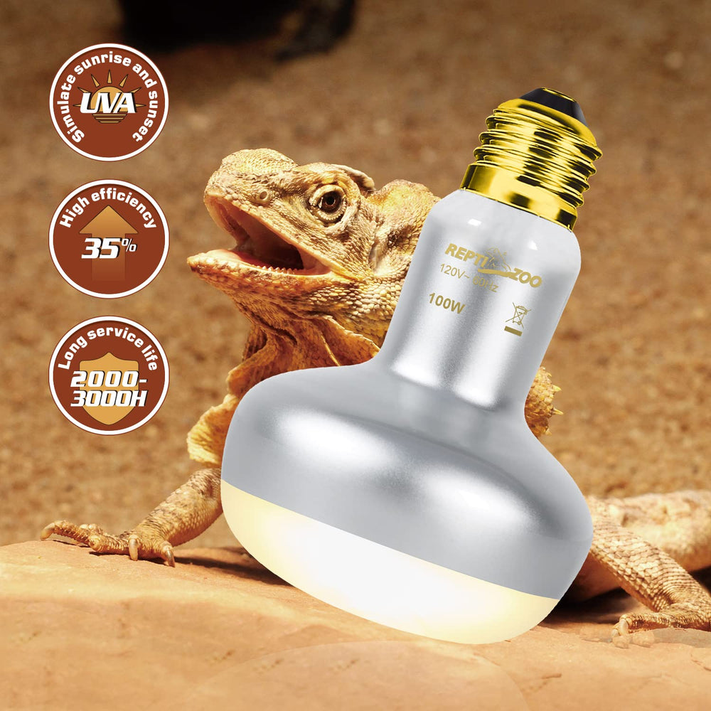 REPTI ZOO infrared heat emitter maintains terrarium temperature with soft red glow.