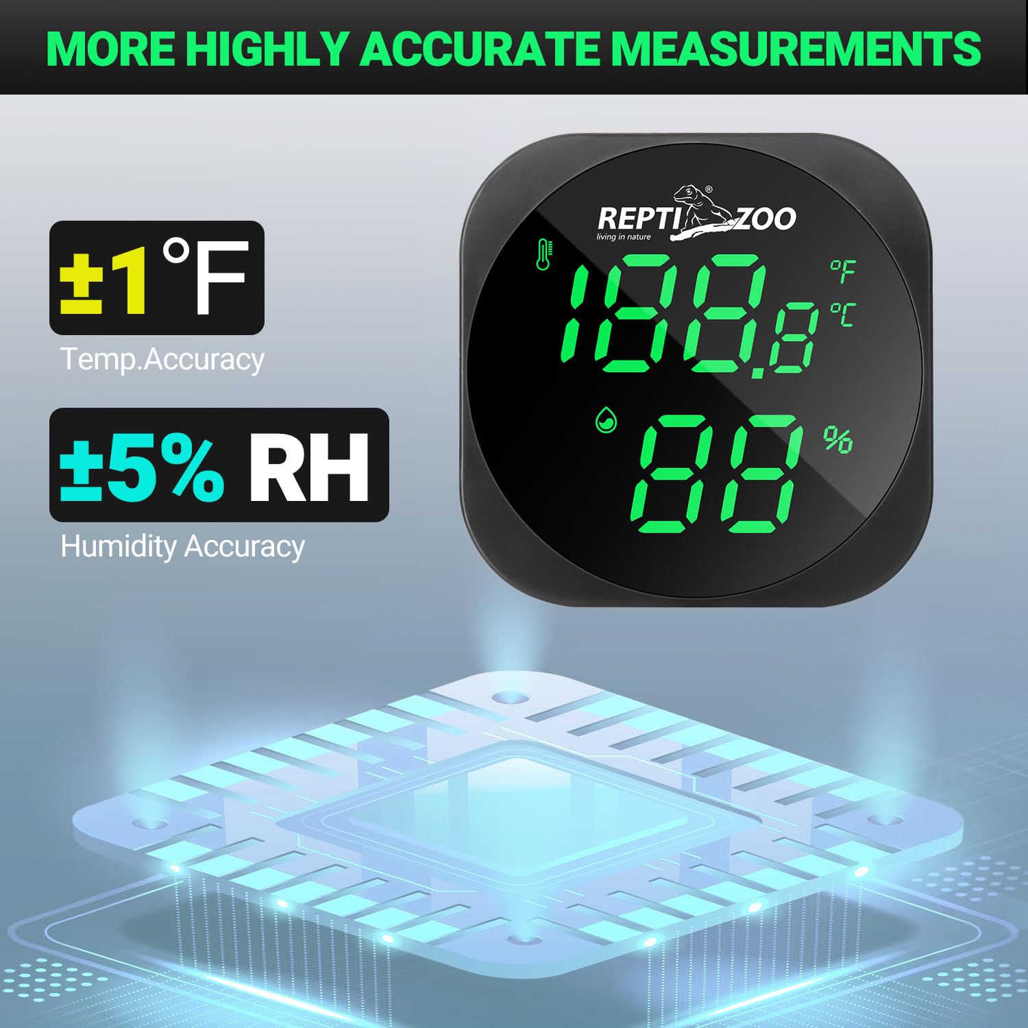 REPTI ZOO LED display close-up showing easy night visibility for nocturnal checks.