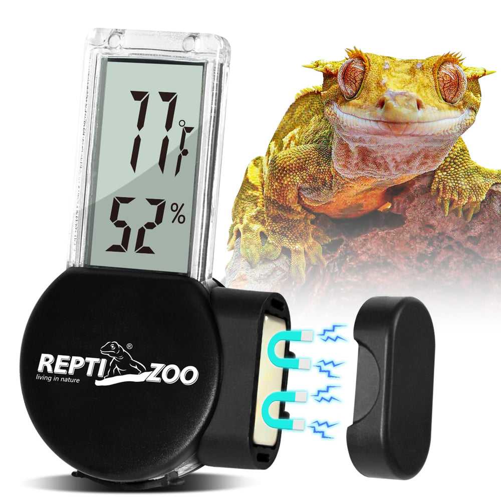 REPTI ZOO magnetic thermometer humidity gauge provides fast readings for accurate terrarium climate management.