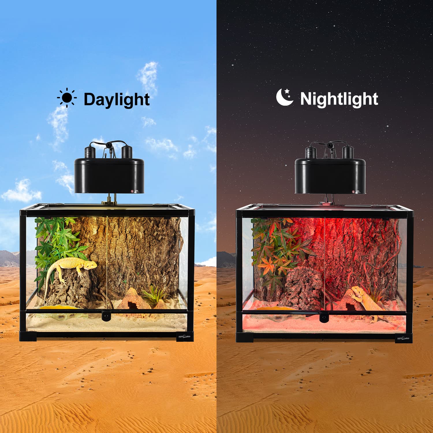 REPTI ZOO packaging back view highlighting two-bulb value pack