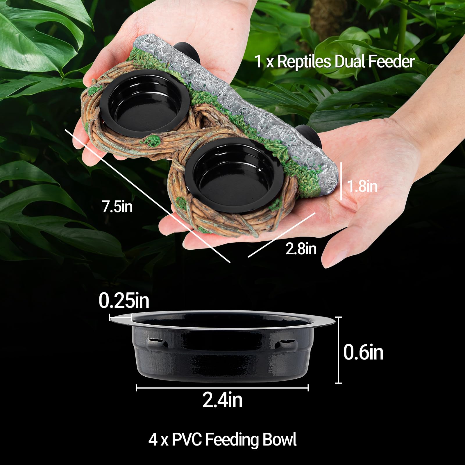 REPTI ZOO PVC feeding cups (4-pack) provide easy dining and water options