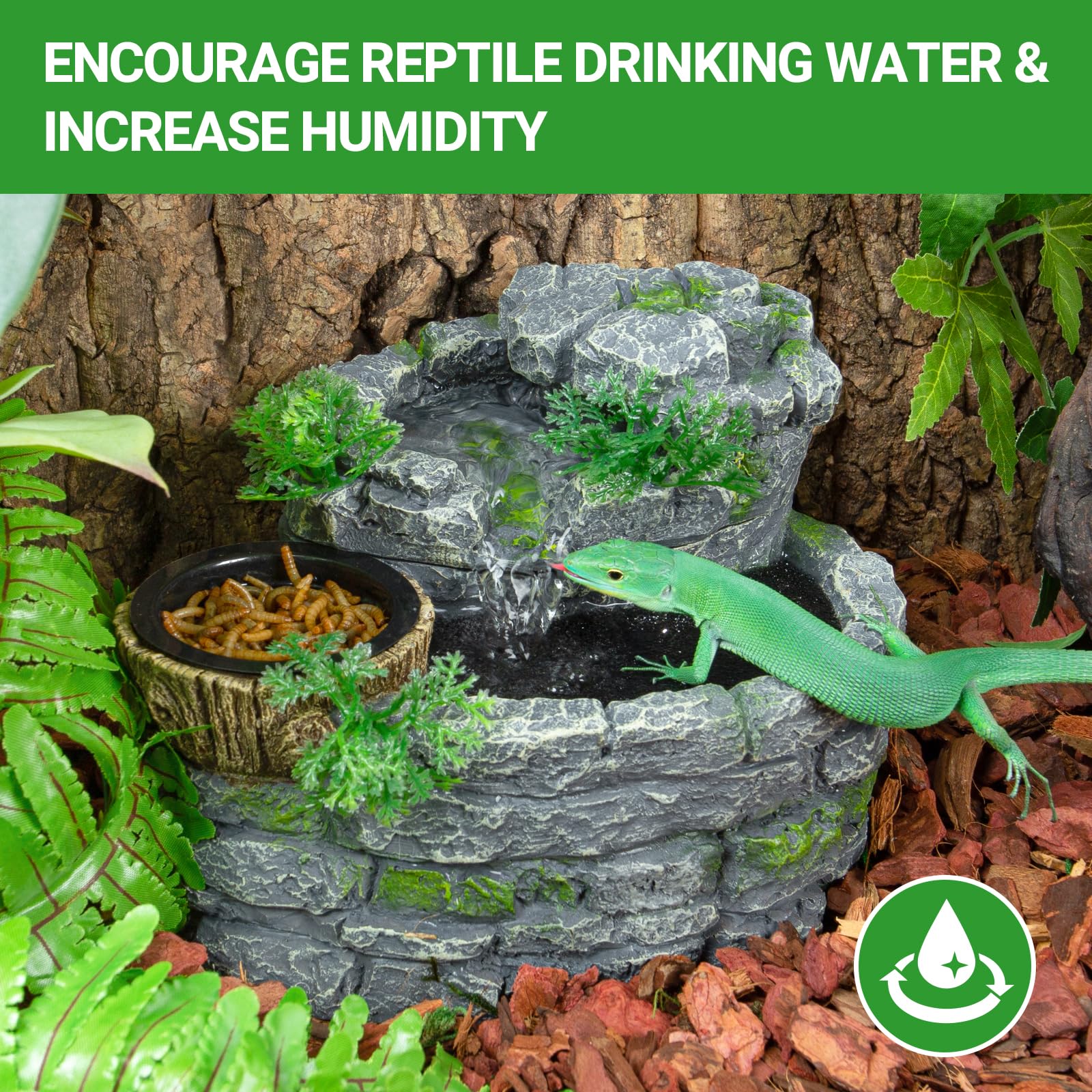 REPTI ZOO reptile drinking scene shows continuous water access