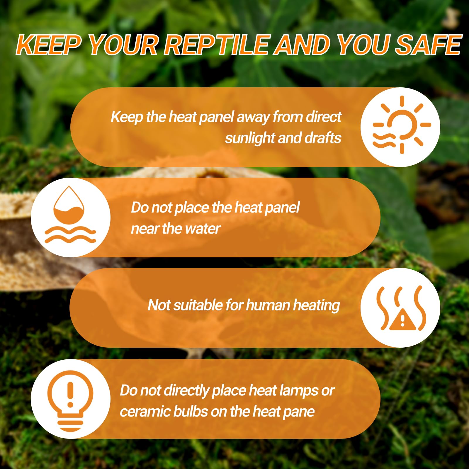 REPTI ZOO reptile heat panel easy installation fits any tank setup