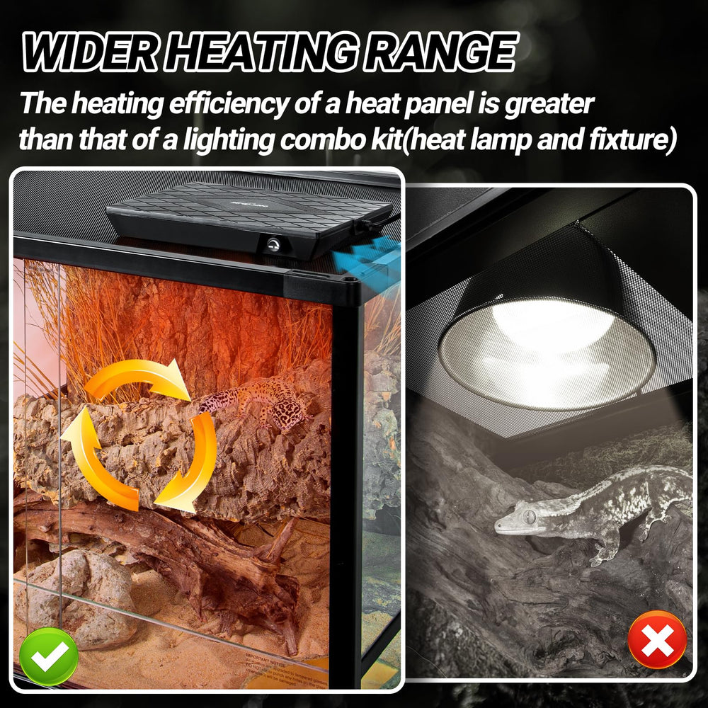 REPTI ZOO reptile heat panel with integrated fan helps prevent hot spots and safety