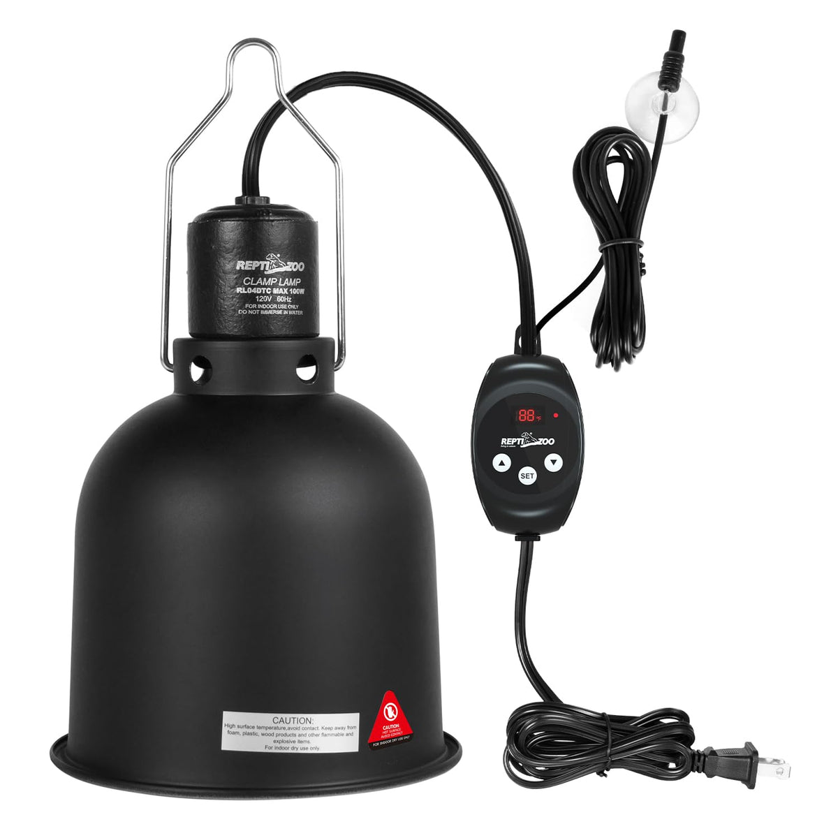 REPTI ZOO reptile light fixture dome boosts UVA/UVB for healthy basking lighting.