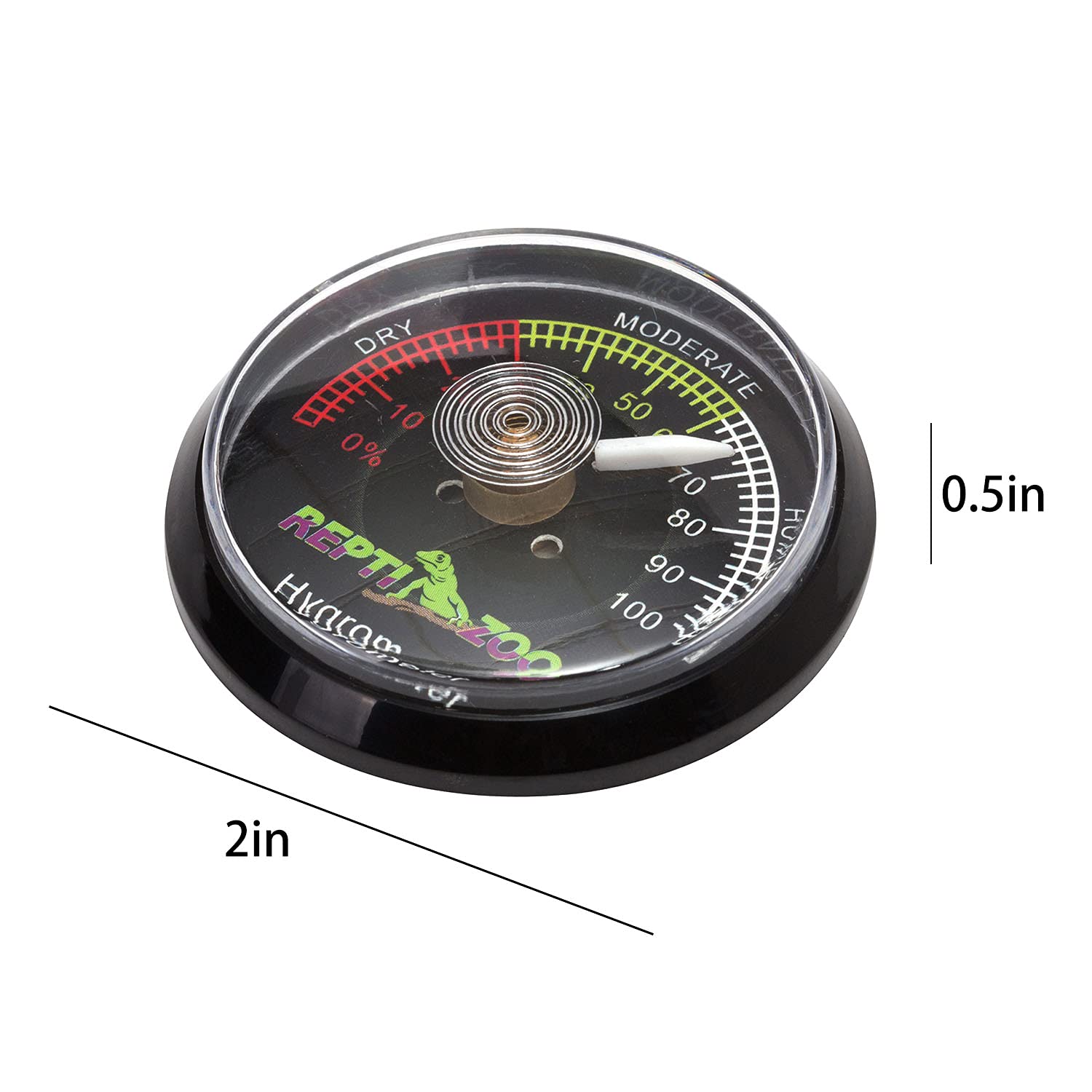 REPTI ZOO reptile terrarium hygrometer back view showing sticky installation pad.
