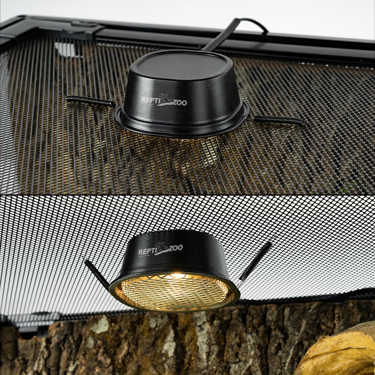 REPTI ZOO safety mesh basking shade prevents direct contact while heating