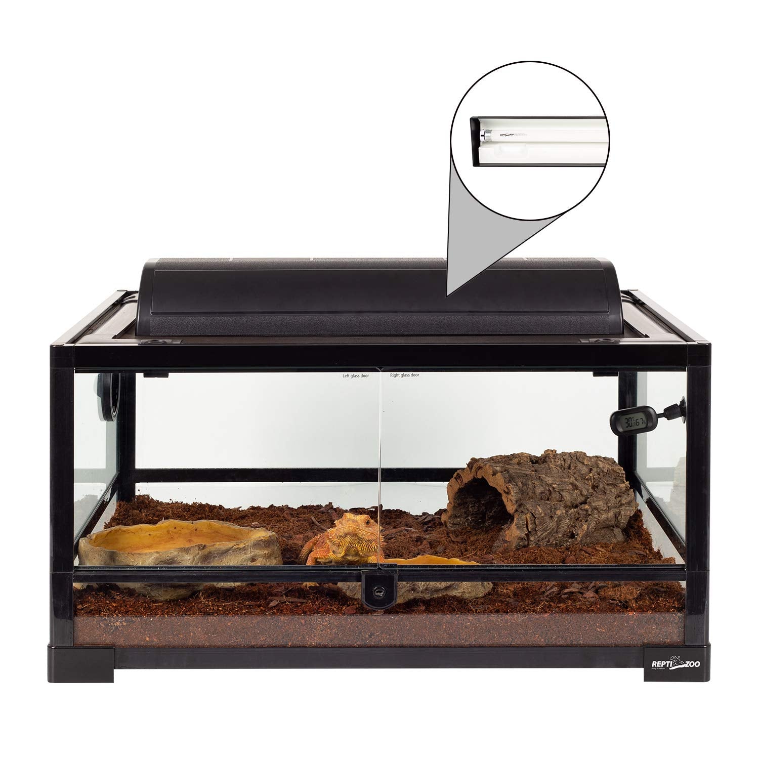 REPTI ZOO T8 sun UVB bulb in reptile enclosure supporting bone health.