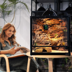 REPTI ZOO Tank attachment mount demonstrates flexible placement inside terrarium.