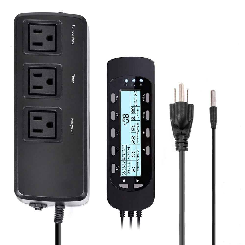 REPTI ZOO THC16 tropical-desert mode interface enables quick climate control for terrariums.