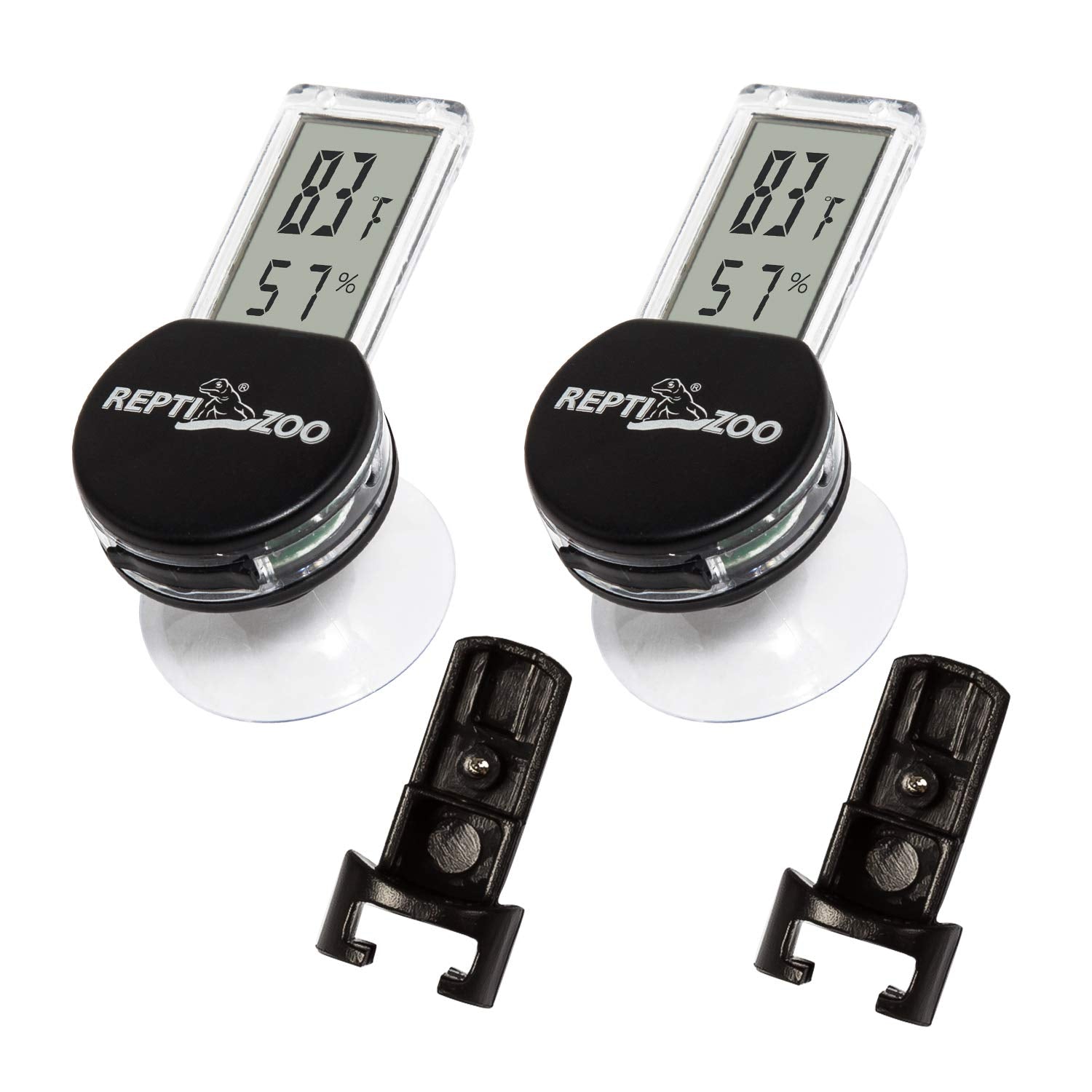 REPTI ZOO thermometer-hygrometer front view with clear LED display for quick habitat readings